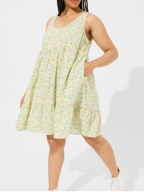 Torrid Summer Yellow Floral Tiered Sleeveless Dress Women’s Plus Size 00